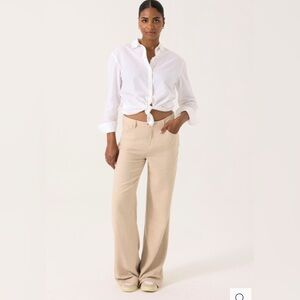 Women's Beige Wide-Leg Pants